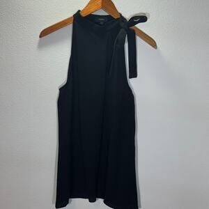 Theory Black Sleeveless Crepe Light Bow Tie Neck Blouse Size L MAYSPRIN Admiral